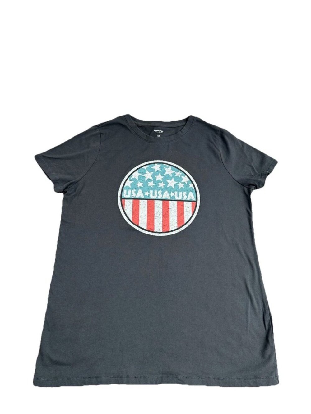 Women's Sonoma Goods For Life Patriotic Graphic Tee USA Gray Size M